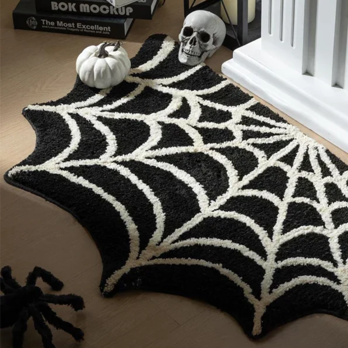 BLACK SPIDER WEB CARPET
