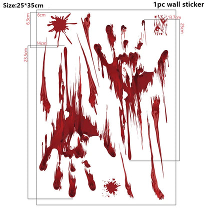 WALL BLOODY HANDPRINT STICKERS HALLOWEEN