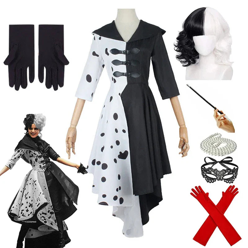 BLACK WHITE WITCH DEVILLE COSTUME