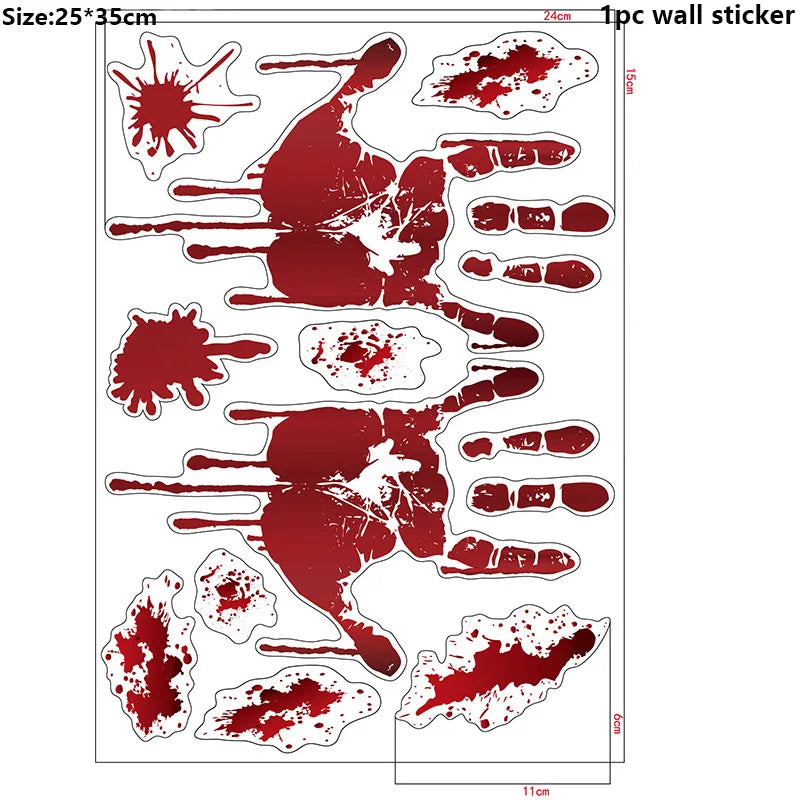 WALL BLOODY HANDPRINT STICKERS HALLOWEEN