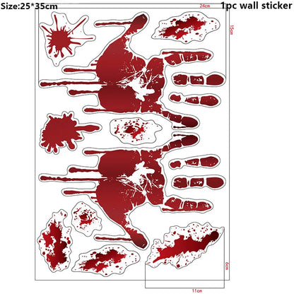 WALL BLOODY HANDPRINT STICKERS HALLOWEEN