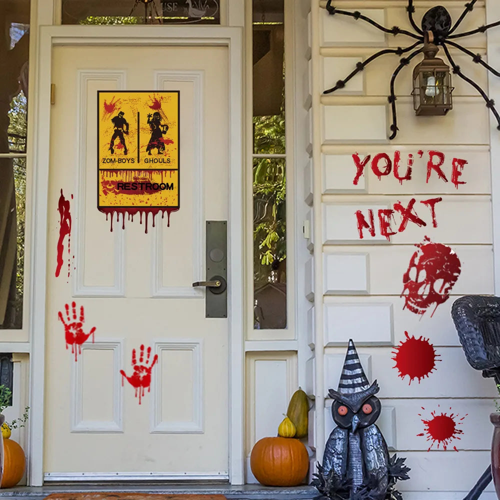 WALL BLOODY HANDPRINT STICKERS HALLOWEEN