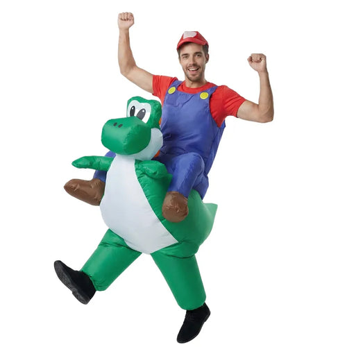 Adult Red Hat Plumber Dinosaur Costume