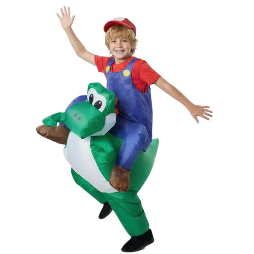 Kids Red Hat Plumber Dinosaur Costume