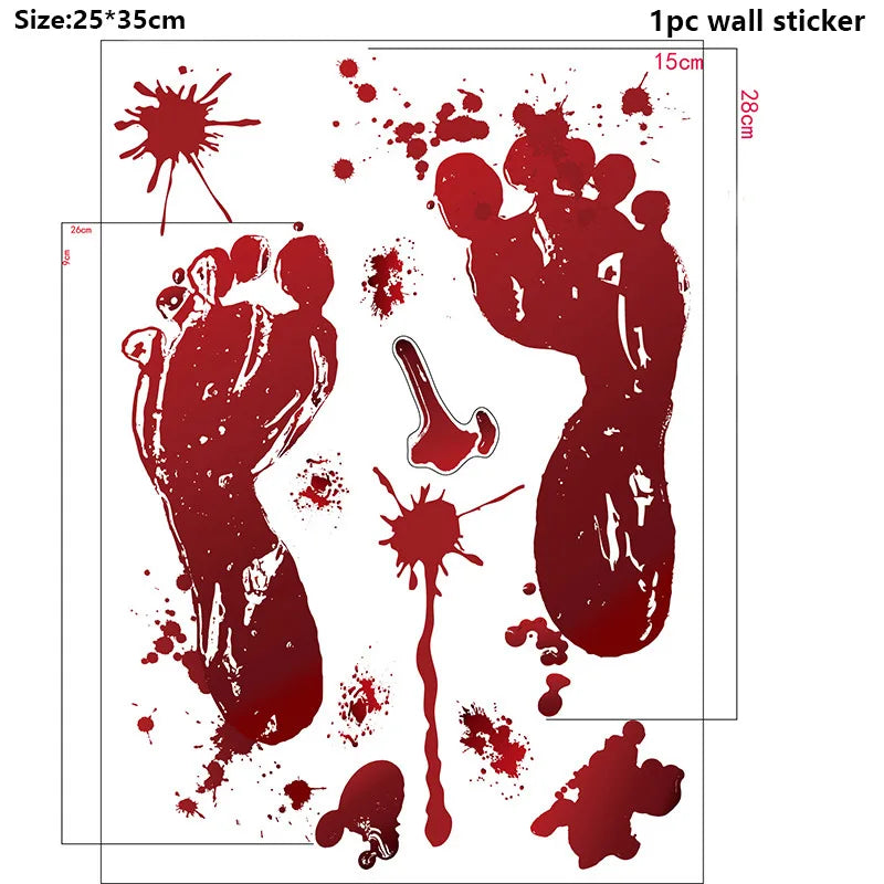 WALL BLOODY HANDPRINT STICKERS HALLOWEEN
