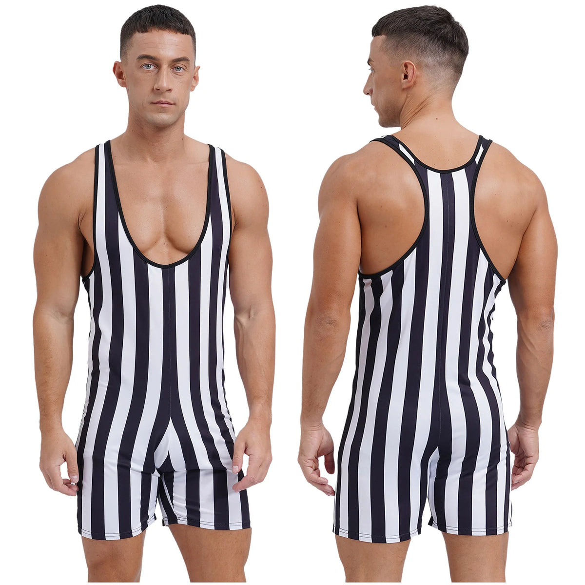Striped Wrestling Bodybuilding Costume