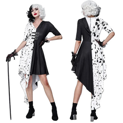 BLACK WHITE WITCH DEVILLE COSTUME
