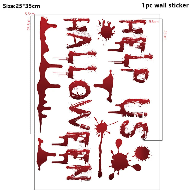 WALL BLOODY HANDPRINT STICKERS HALLOWEEN