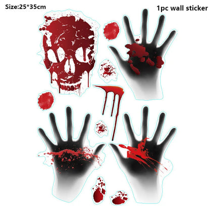 WALL BLOODY HANDPRINT STICKERS HALLOWEEN